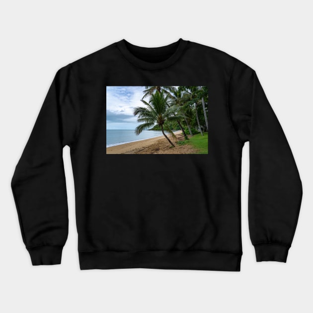 Serene Paradise: Palm Trees on Cairns Beach Crewneck Sweatshirt by Rexel99